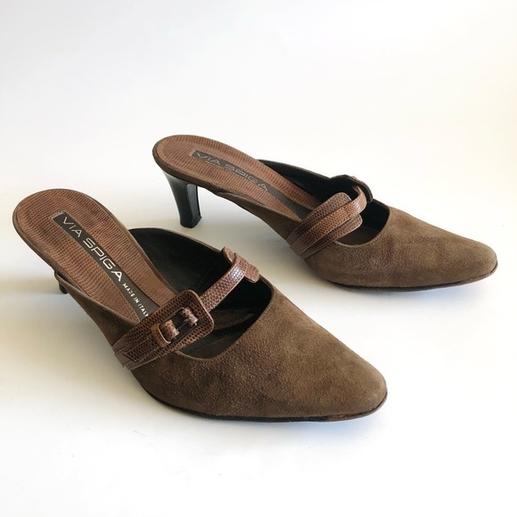 Via Spiga Suede Mary Jane Mules - Picture 1 of 15